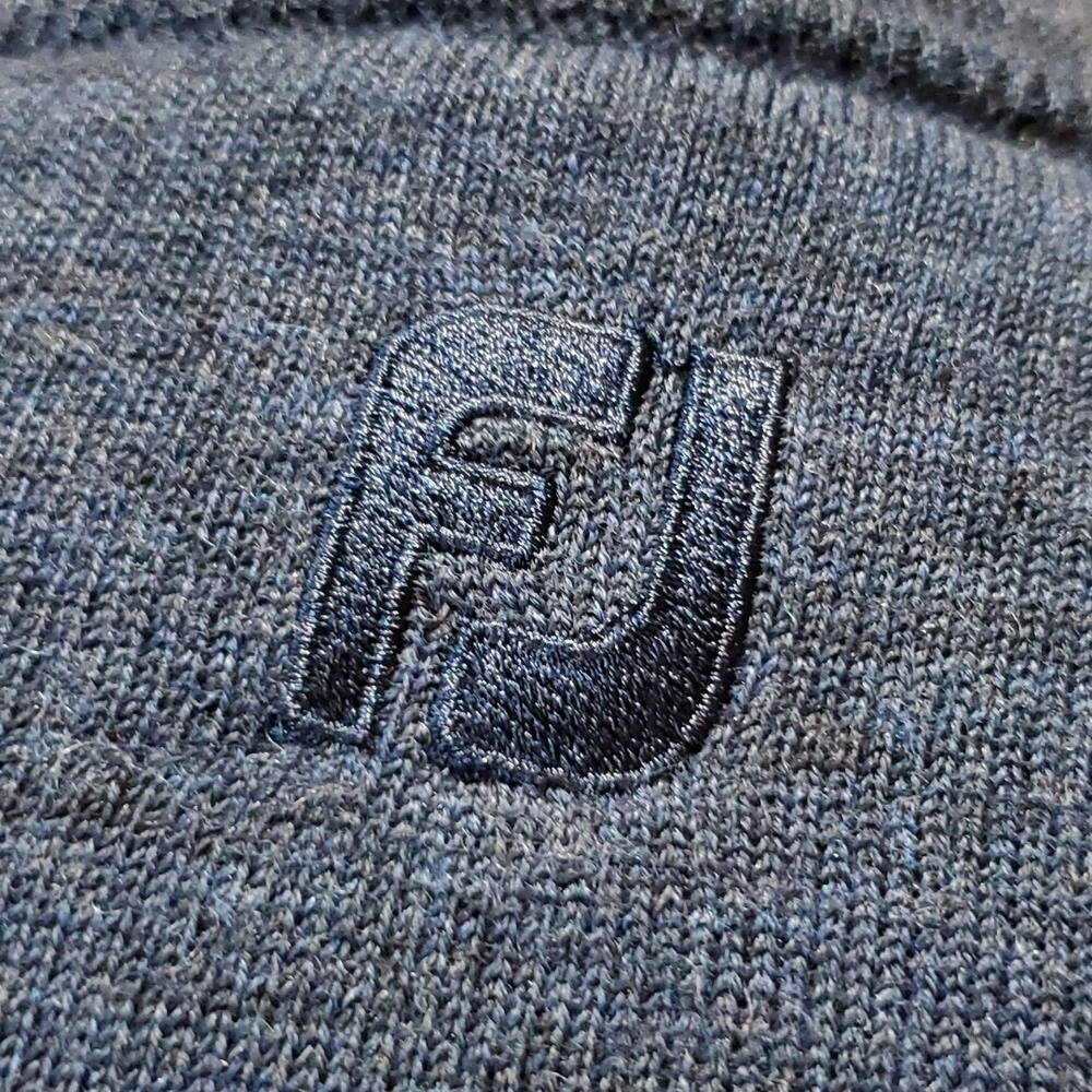 Footjoy blue wool fully lined outdoor knit sweater 1/4 zip - Picture 4 of 8